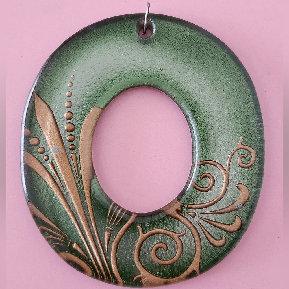 Enamel Glass Oval Pendant